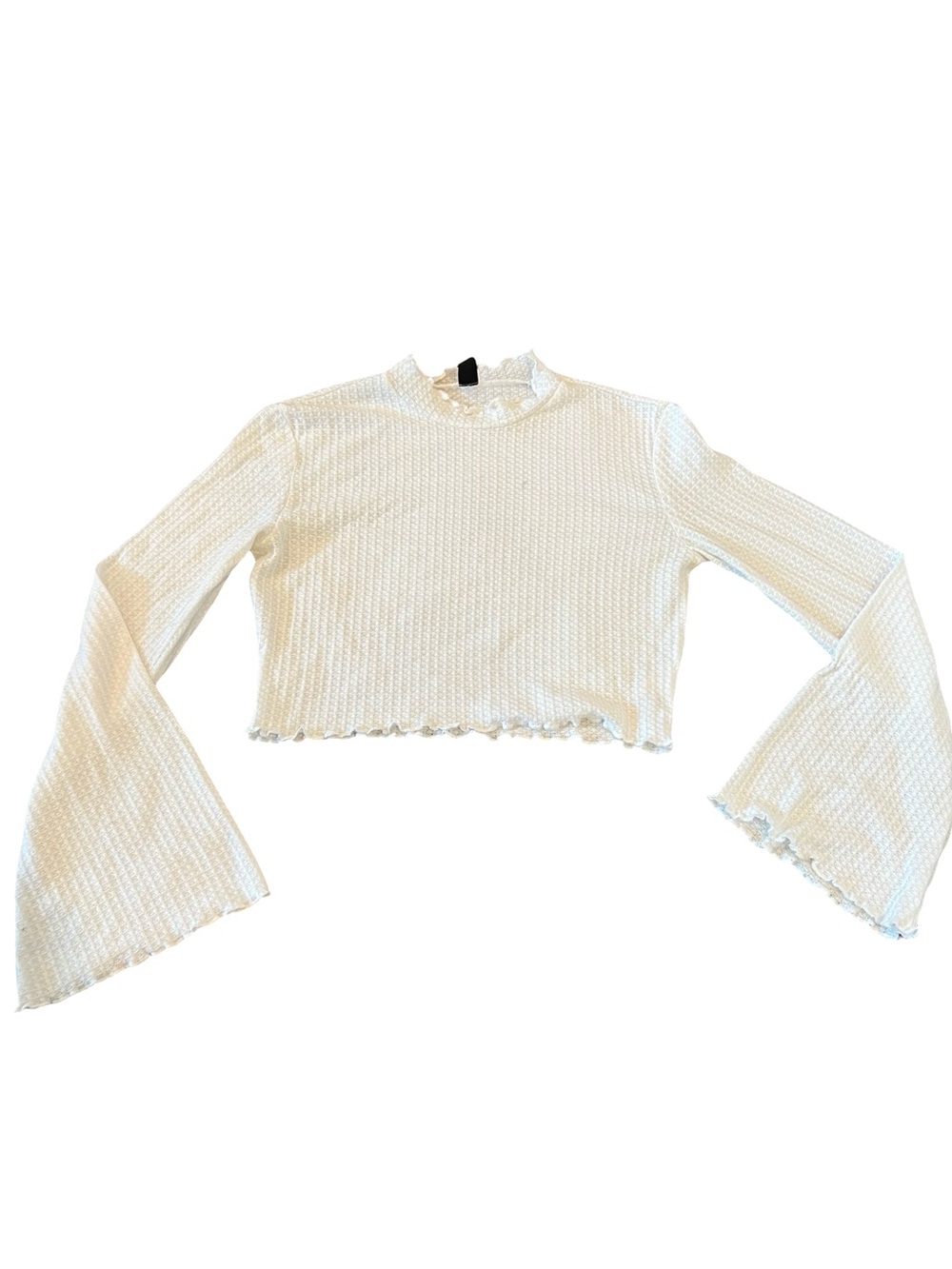 SHEIN White long sleeve crop top with bell sleeves and mock neck